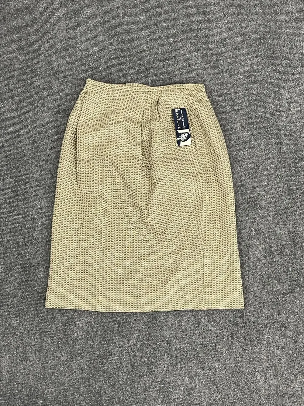 Rena Rowan Saville Skirt Size 6 Zip Front Midi Rayon Beige Straight Knit N35